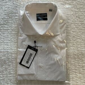 NWT Spier & Mackay white poplin button up slim fit dress shirt